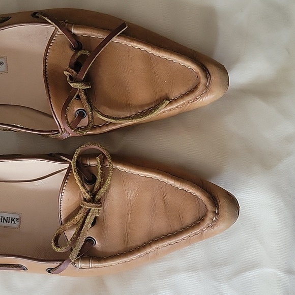 Vtg 80s preppy Manolo Blahnik Pointy Brown Loafers - Picture 3 of 9